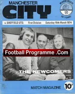 Manchester City v Sheffield United 1974 - football programme