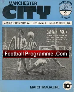 Manchester City v Wolves 1974 - football programme