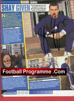 Newcastle United Shay Given Autograph Picture