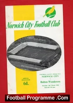 Norwich City v Bolton Wanderers 1968