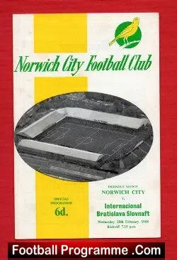 Norwich City v Internacional Bratislava Slovnaft 1968