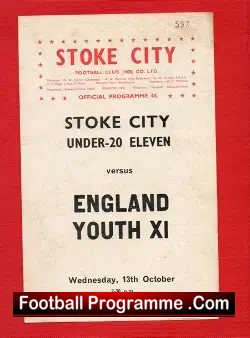 Stoke City v England Youth XI 1965 – Under 20’s
