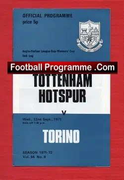 Tottenham Hotspur v Torino 1971 – Anglo Italian League Game