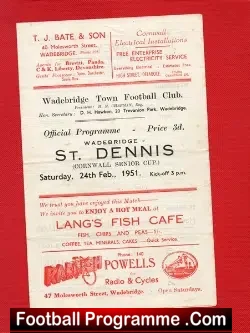 Wadebridge Town v St Dennis 1951 – Cornwall Senior Cup