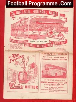 Walsall v Coventry City 1958 - football programme