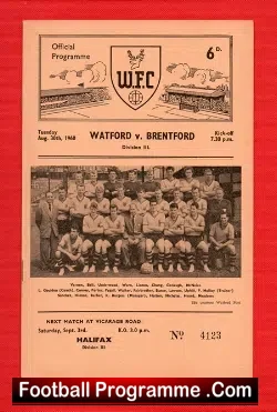 Watford v Brentford 1960 - football programme