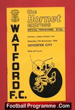Watford v Leicester City 1970 - football programme