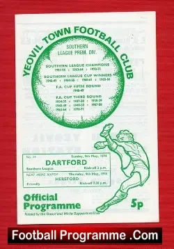 Yeovil Town v Dartford 1974