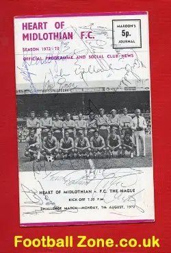 Heart Of Midlothian v Hague 1972 - Multi Autographs SIGNED