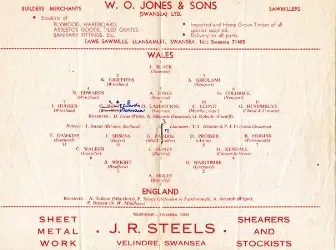 Wales v England 1961 - Schools Match at Swansea