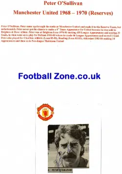 Manchester United Peter O'Sullivan Autograph Picture 1968/70