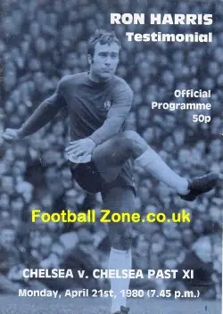 Ron Harris Testimonial Benefit Chelsea FC 1980 Multi Autographed