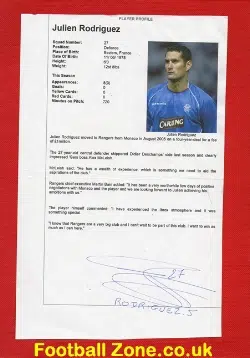 Glasgow Rangers Julien Rodriguez Autograph