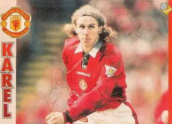 Manchester United Karel Poborsky Signed Picture Poster
