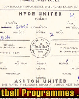 Hyde United v Ashton United 1948 – 1940s Football Progamme
