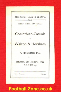 Corinthian Casuals v Walton Hersham 1953 – Surrey Senior Cup