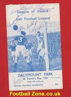 Irish Football League v League Of Ireland 1956 - Multi Autograph