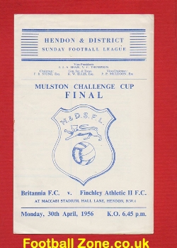 Britannia v Finchley Athletic 1956 – Mulston Cup Final