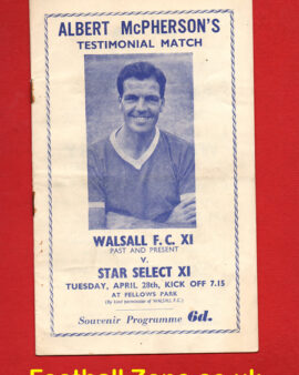 Albert McPherson Testimonial Benefit Match Walsall FC 1960s