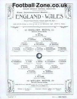 England v Wales 1907 – Schollboys At Walsall – First Match