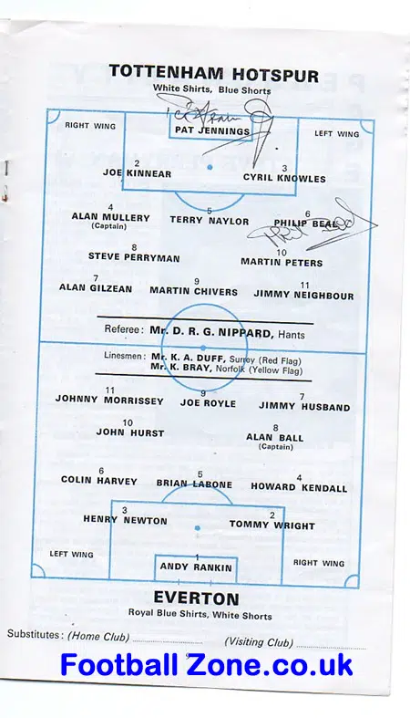 Tottenham Hotspur v Everton 1971 – Signed Beal + Jennings