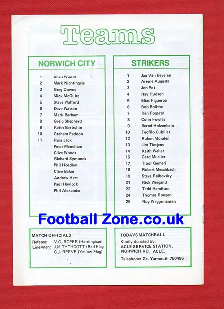 Norwich City v Fort Lauderdale Strikers 1981 – USA