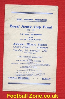 Aldershot Boys Army v Irish Guards 1951 – Army Football