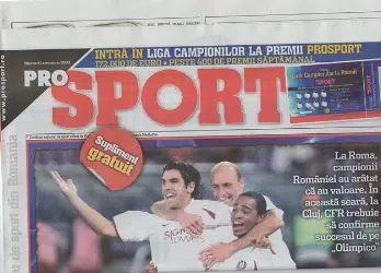 CFR Cluj v Chelsea 2008 – Romania – Newspaper Edition