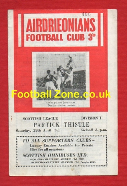 Airdrieonians Airdrie v Partick Thistle 1962