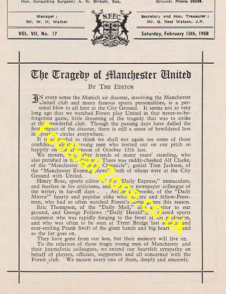Nottingham Forest v Tottenham 1958 – Busby Babes Tribute