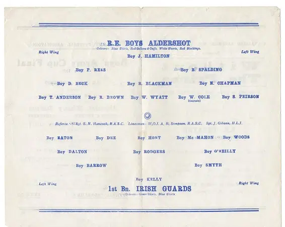 Aldershot Boys Army v Irish Guards 1951 – Army Football