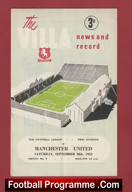 Aston Villa v Manchester United 1952 – v Man Utd