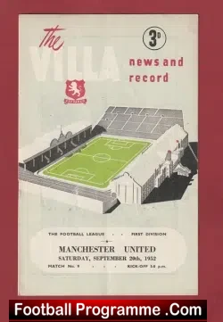 Aston Villa v Manchester United 1952 – v Man Utd