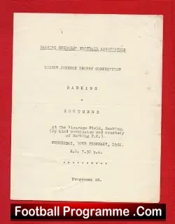 Barking Boys v Southend Boys 1960 – Schoolboys Match