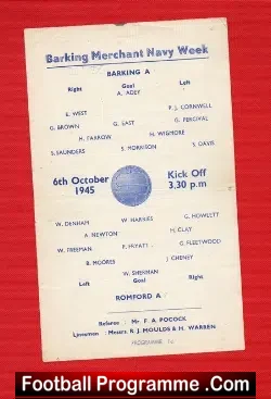 Barking v Romford 1945 – A Team