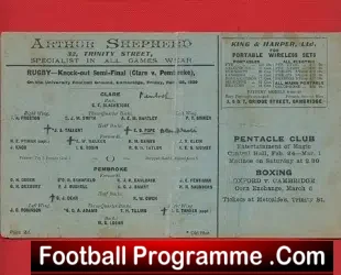 Claire Rugby v Pembroke 1930 – Semi Final at Cambridge