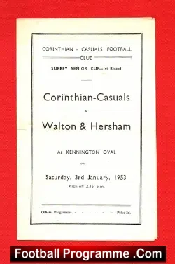 Corinthian Casuals v Walton Hersham 1953 – Surrey Senior Cup