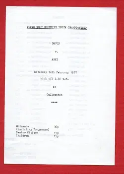 Devon v The Army 1987 – South Western Championship Cullompton