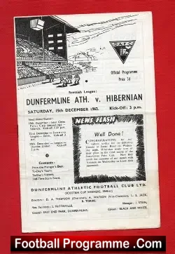 Dunfermline Athletic v Hibernian Hibs 1962 – Multi Autographed Signed