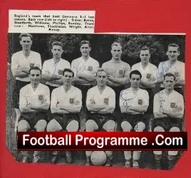 England Team Squad Autograph Picture 1956 + Finney + Roger Byrne - football memorabilia