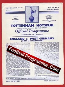England v Germany 1961 – U23 at Tottenham + Bobby Moore