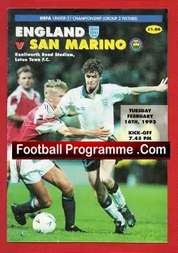 England v San Marino 1993 – Multi Autographed Signed