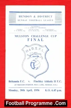 Finchley Athletic v Britannia 1956 – Cup Final at Hendon