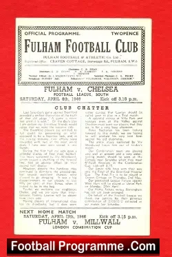 Fulham v Chelsea 1946 - football programme