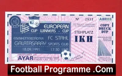 Galatasaray v Manchester United 1991 - Full Unused Ticket Turkey - football memorabilia