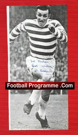 Glasgow Celtic Jim Brogan Signed Picture 1960s - football memorabilia
