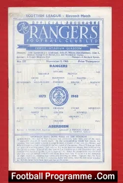 Glasgow Rangers v Aberdeen 1963