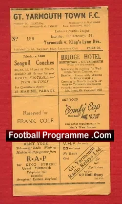 Great Yarmouth v Kings Lynn 1961 – Reserves Match