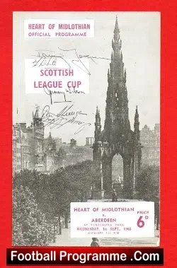 Heart Of Midlothian v Aberdeen 1965 – Multi Autographed SIGNED