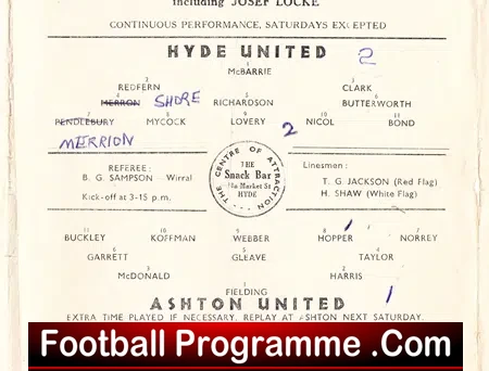 Hyde United v Ashton United 1948 – 1940s Football Progamme